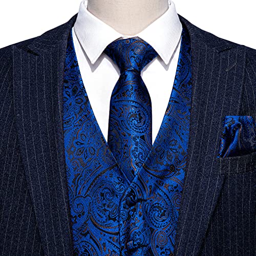 Image of Barry.Wang Mens Suit Vest Paisley /Flower Silk Jacquard Waistcoat Ties Set Formal /Leisure 5PCS