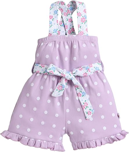 BUMZEE Girls Regular Fit Sleeveless Square Neck Cotton Polka Print Jumpsuit With Belt