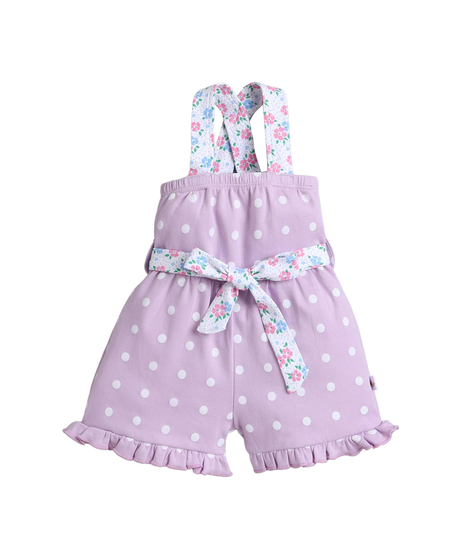 Girls Cotton Sleeveless Polka Print Jumpsuit With Belt-image-40