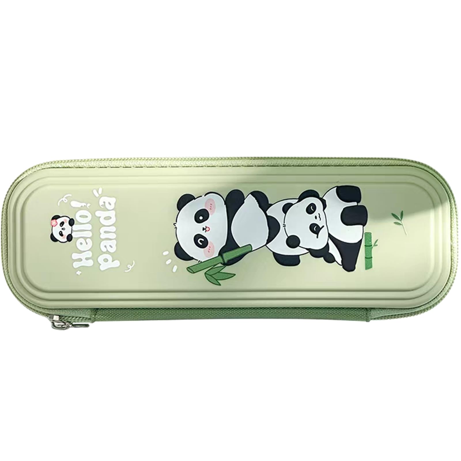 JAWGLOW Large Capacity Pencil Case, Panda pencil case Multi-Compartment Pencil Pouch, Durable Travel Bag, Makeup Organizer for Office and Home (Green)