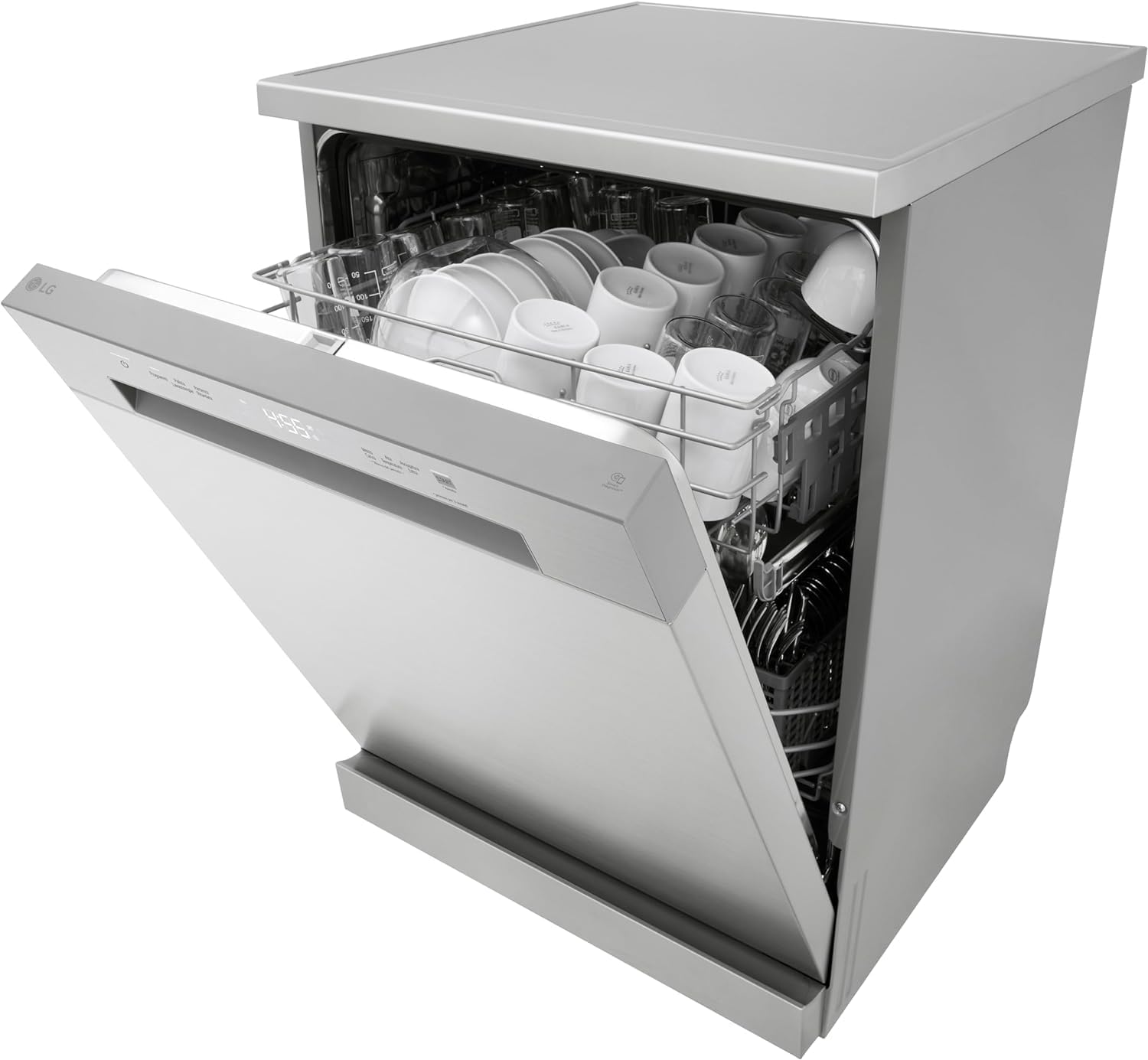 LG DF141FV Lavastoviglie Libera Installazione, Serie 1, Lavastoviglie 14 coperti, Classe D, Sistema QuadWash a 4 Bracci Irroratori, Programma Turbo, EasyRack Plus, Smart Diagnosis, Grigia
