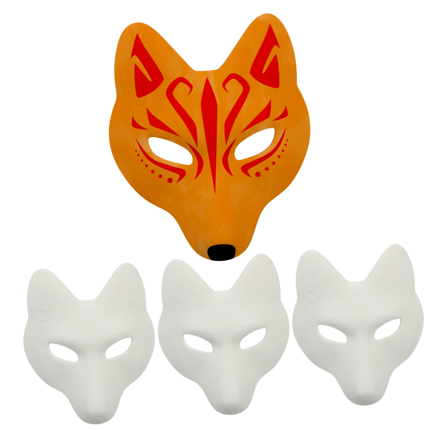 VANZACK 4pcs DIY Blank Fox Masks for Women Hand Painted Masquerade Masks for Halloween Carnival Birthday Parties and Arts Crafts Projects