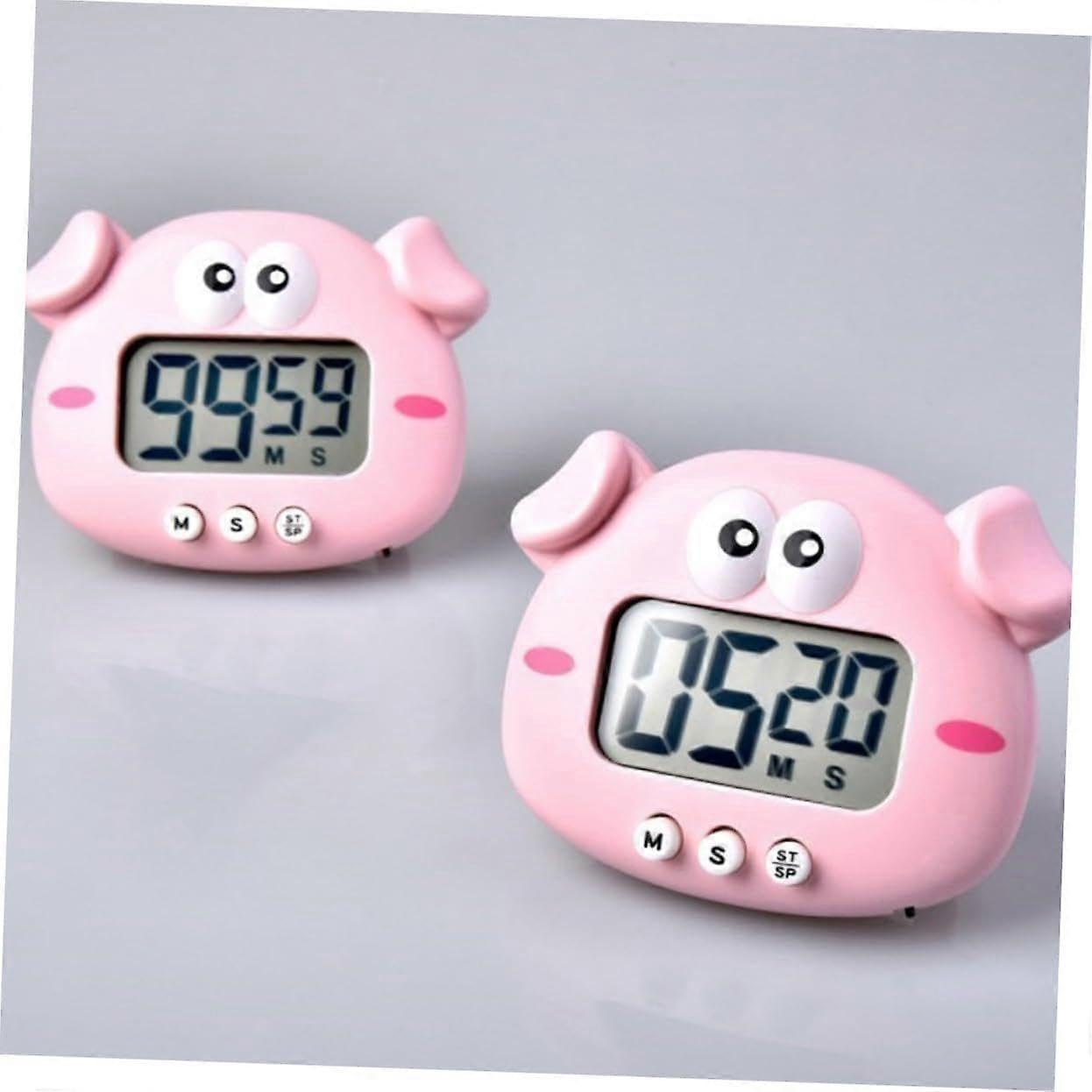 Rosa 2 pz Cartoon Timer Orologi Comodino Sveglia Cucina Timer Cottura Timer Sveglia Timer Digitale Carino Cucina Tempo con Plastica Led