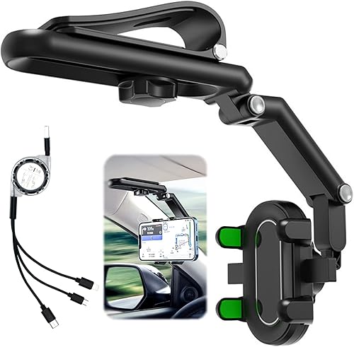 DOUBFIVSY Soporte de teléfono para automóvil  cable USB multifuncional de 360 soporte universal ajustable para teléfono celular para automóvil hogar