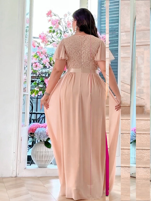 Amazon.com: MISSMAY Women's Plus Size Sequin Lace V Neck Formal