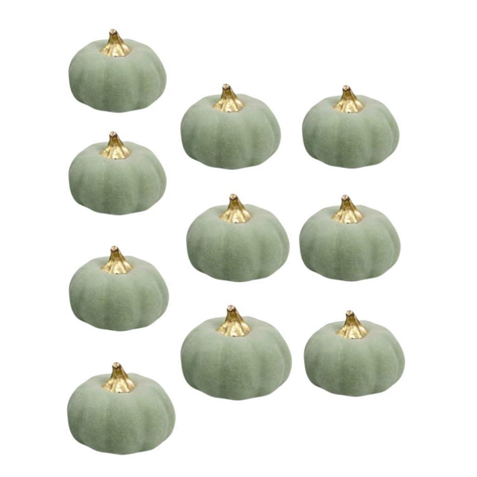 Kalttoy Of 10 Artificial Pumpkins Green Foam Pumpkins Fall Decoration for Thanksgiving Halloween Wedding Basket Display Artificial