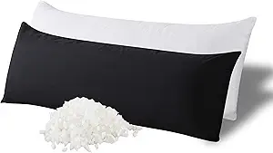 WhatsBedding Memory Foam Body Pillow with Breathable Zippered Cotton Cover, Full Body Pillow for Adults, Long Pillow for Sleeping, Firm Pillow Fluffy Supportive - Black