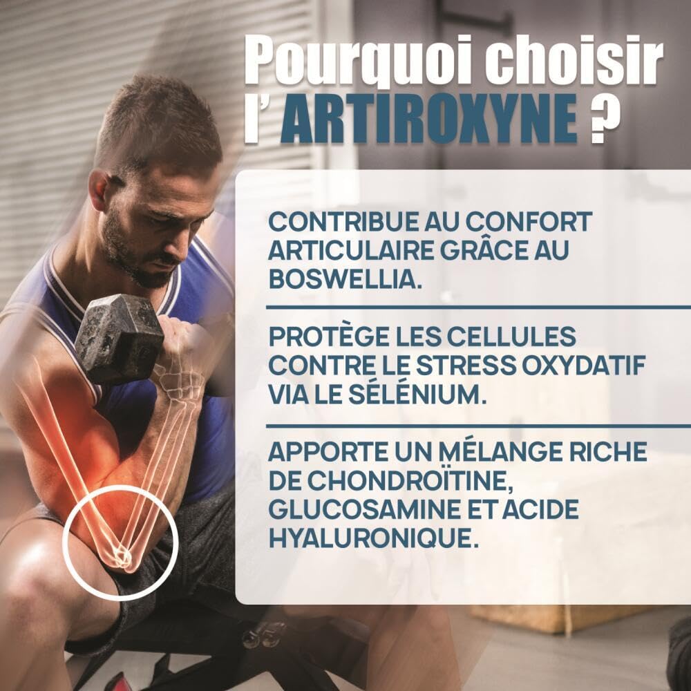 COMPLEMENT ARTICULATIONS Artiroxyne - Articulations Sensibles - Bien-être Articulaire, Souplesse, Mobilité - Glucosamine Sulfate 2KCL & Boswellia - Programme 30J 90 Comprimés - Eric Favre