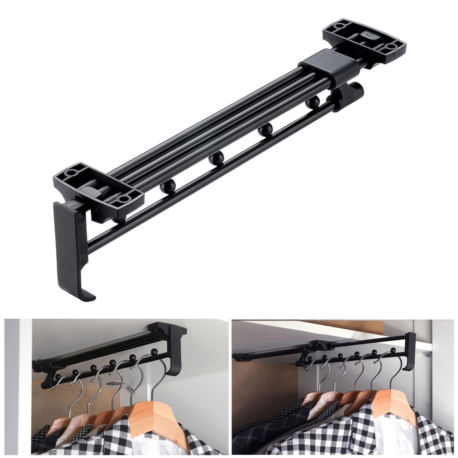 Rangement des pantalons en placard profond via barre coulissante
