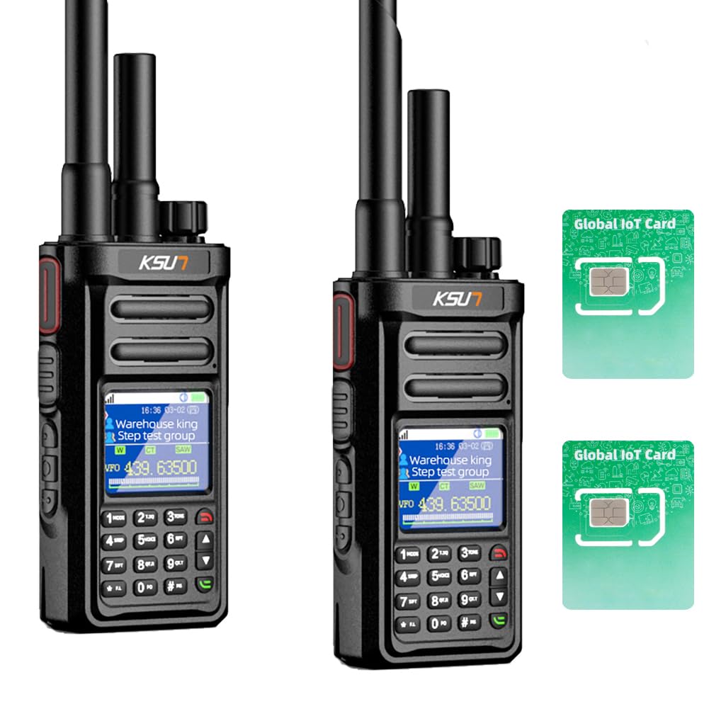 KSUN 4G POC Network Radio with 1 Year Pre-Paid SIM Card Walkie Talkies Long Range 5000 Miles, Handheld UHF Dual Mode & Antenna Relay Function,Gifts for Outdoor Hiking, Camping KSUN CT58 (2 Pack)