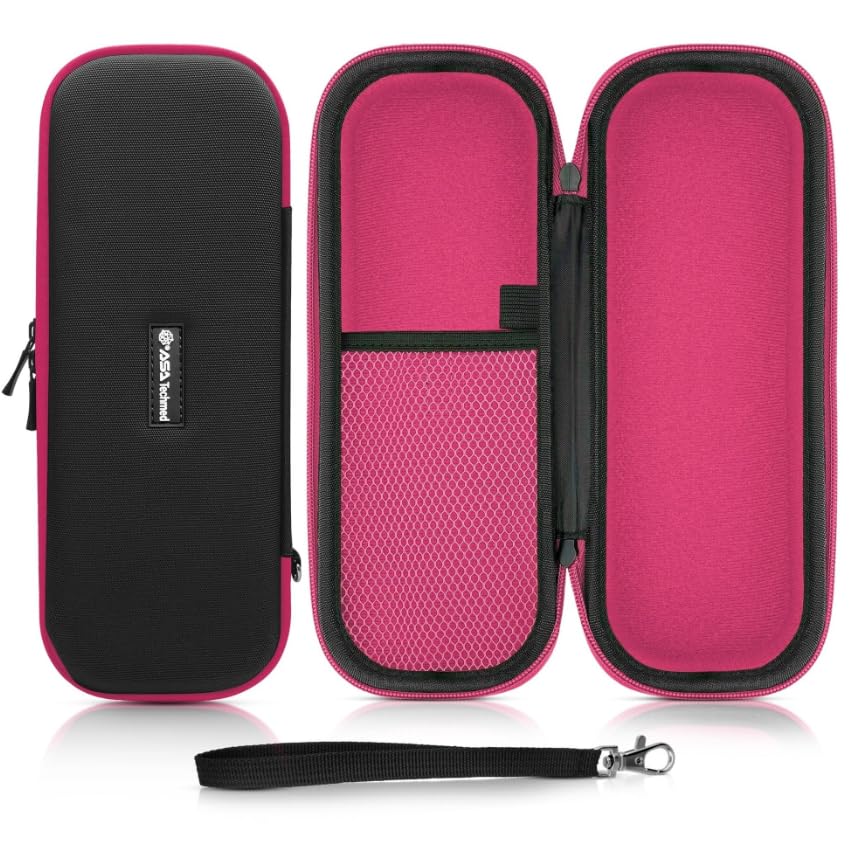 ASA TECHMED Protective Stethoscope Carrying Case with Double Mesh Storage (Black-Pink)