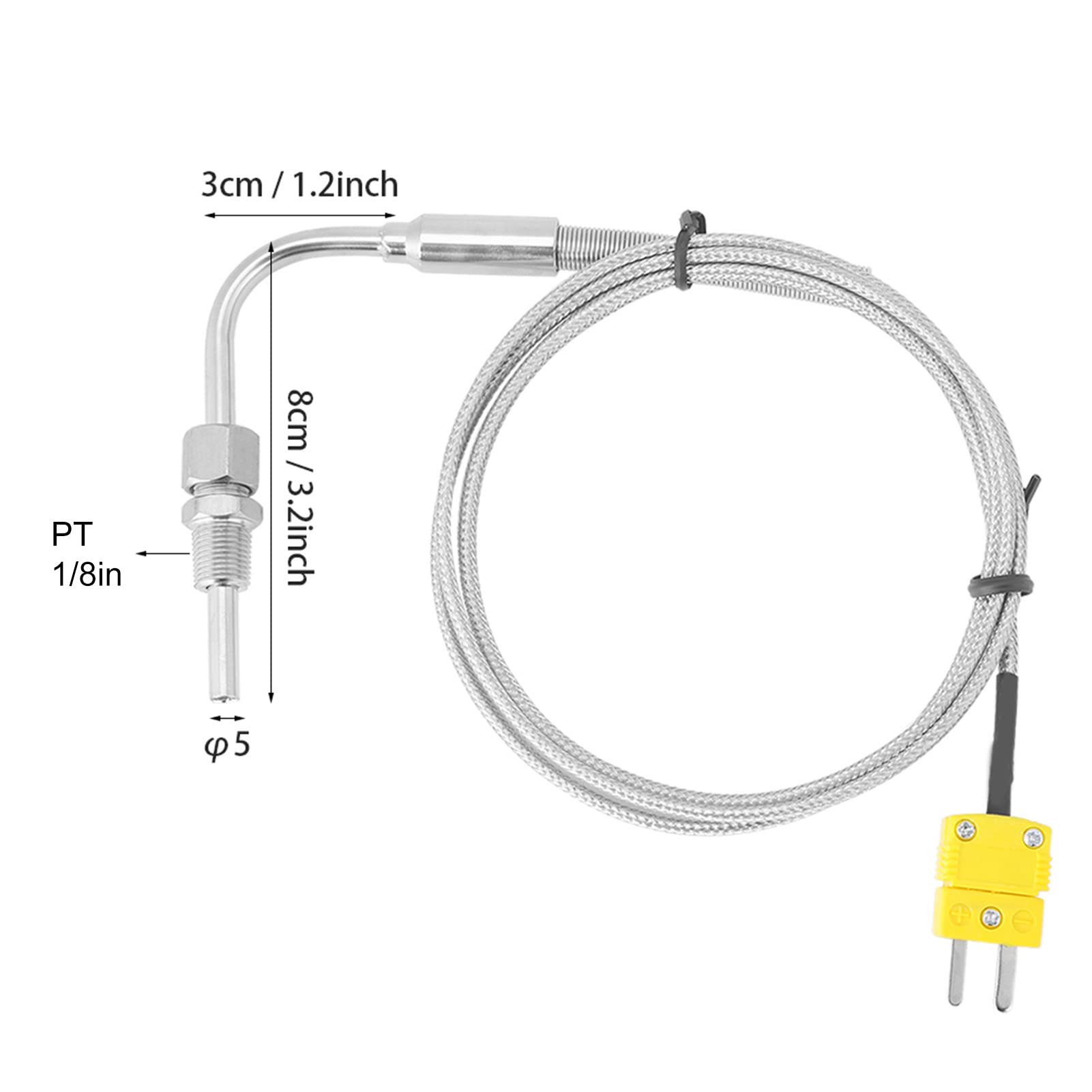 EGT Thermocouple K Type,Thermocouple with Exposed Tip and Connector, High Temperature Resistance Tool Replacement for Our Temperature Controllers 3