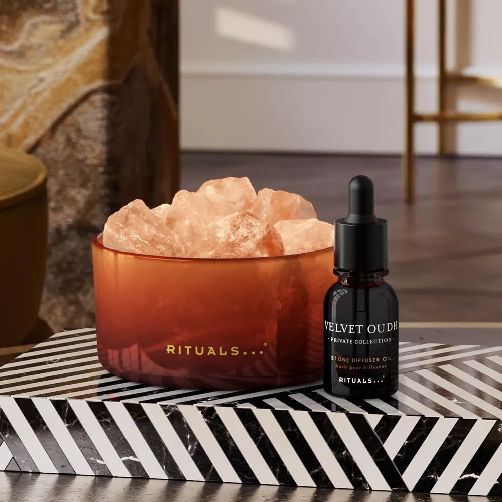 Rituals Velvet Oudh Salt Stone Diffuser with Himalayan Crystals, Private Collection, 20ml Oudh Rose Saffron Fragrance Oil, Up to 5 Months Health & Personal Care