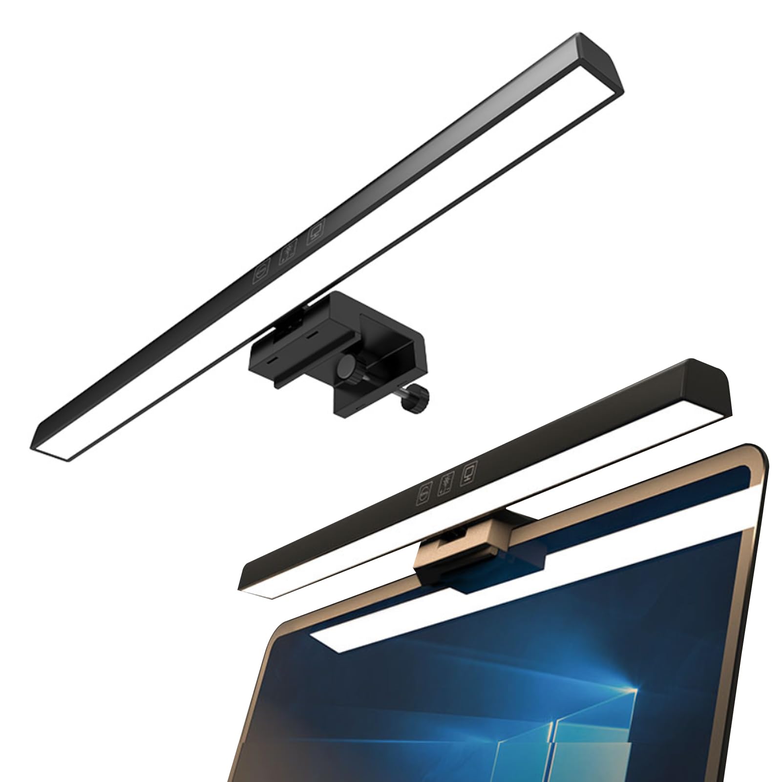 Beauenty Touch Control Computer Monitor Light Bar, 3-Color Eye Protection Computer Lamp for Office Home Gaming Work, Eye-care Screen Light Bar with 60 Mins Regular Break (Black-33CM)