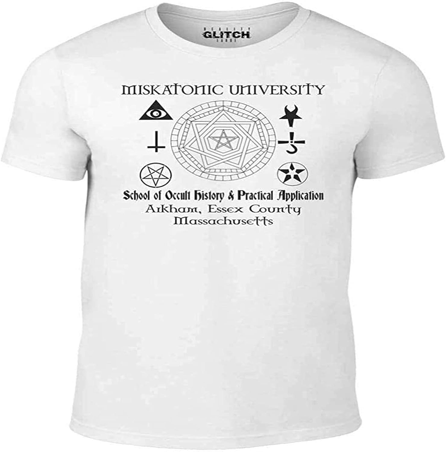 F55FLENG Miskatonic Uni Occult History T Shirt Retro T Shirt Lovecraft Horror Weird USA White(Small)