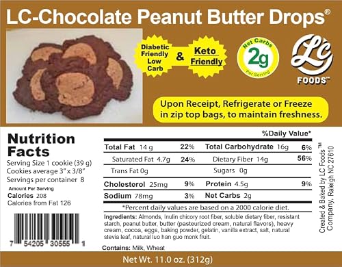 Low Carb Chocolate Peanut Butter Drop Cookies | No Sugar | All Natural | Keto Snacks | Diabetic Friendly | Fresh Baked | Healthy Snacks for Kids & Adults (11 Oz) - Thumbnail 3