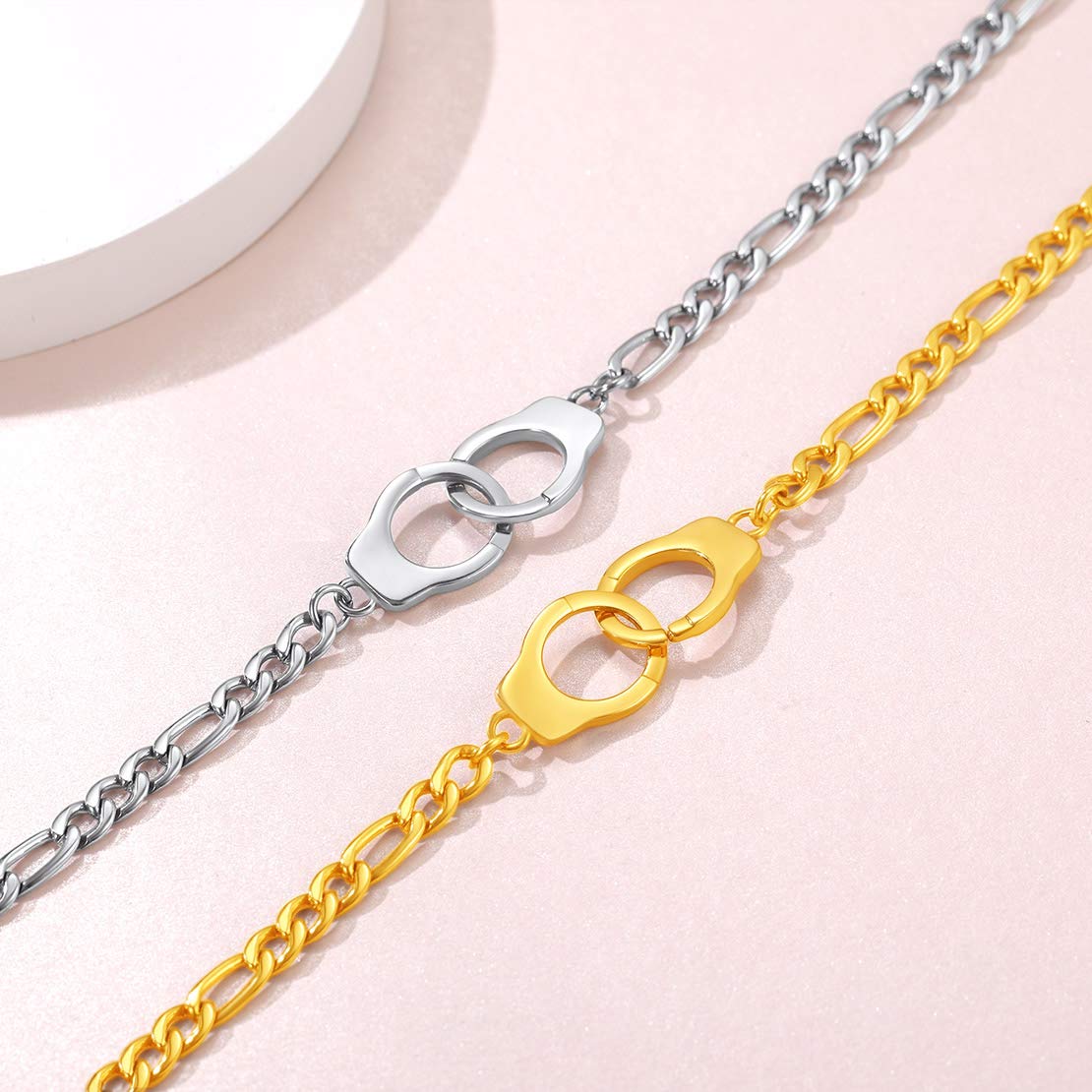 FindChic Collar/Pulsera/Tobillera de Esposas Abierto Acero Inoxidable Plateado/Dorado/Negro Joyas Personalizadas para Hombre Mujer