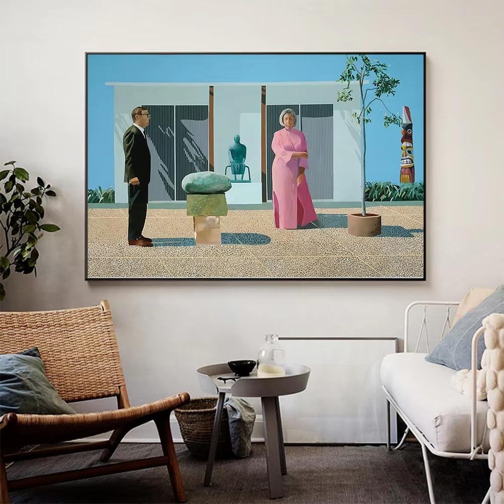 PVPQPR Cuadro moderno de pareja de enamorados de David Hockney,Mis padres,lienzo impreso para decoración de pared de sala de estar y dormitorio (90 x 130 cm,sin marco)