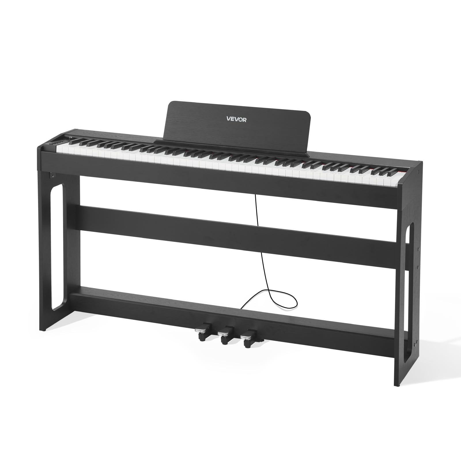 VEVOR Pianoforte Digitale a 88 Tasti Pesati, Tastiera Pianoforte Pesati con Altoparlante, Pedale Sustain, Adattatore CC, Supporto, 280 Toni, Connessione Wireless, per Principianti, Nero