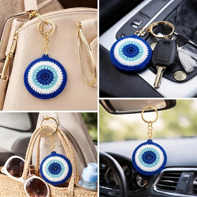 Image of Handmade Crochet Keychain Combo for Girls Women Cute Aesthetic Sunflower Strawberry Watermelon Daisy Knitted Keychain Bag Charm Purse Charm Car Key Ring Backpack Accessories Gift