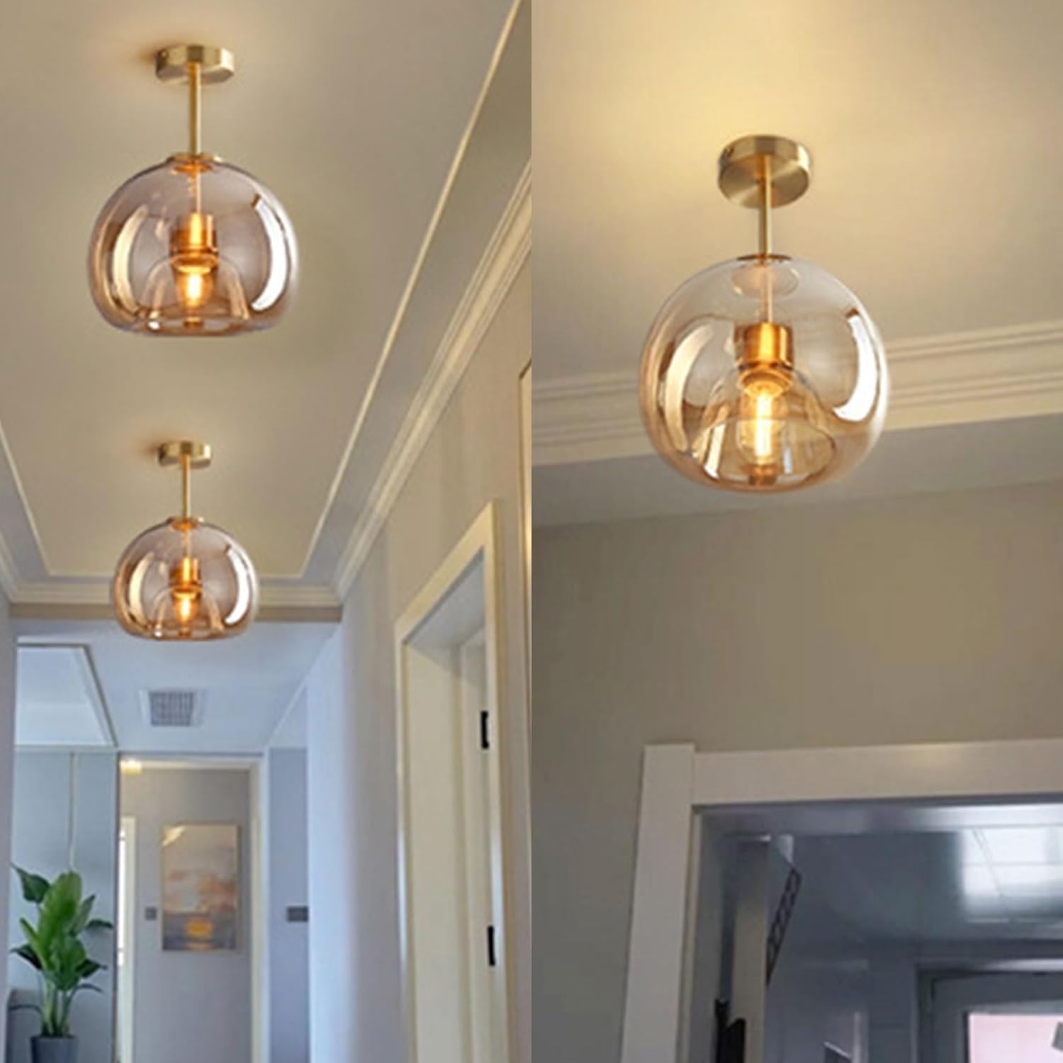 Lampa sufitowa do przedpokoju, balkon, mała retro lampa sufitowa ze szkła miedzianego, E26 do montażu podtynkowego do szatni, kuchni, restauracji, salonu żyrandol na ganku