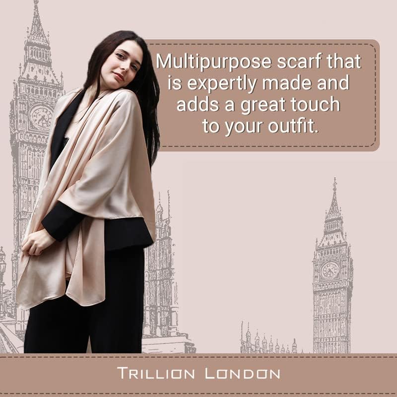 Trillion London® Spring Collection Silk Scarf - Silk Neck Scarf For Women - Ladies Lightweight Scarves Shawl Wraps 70" x 35" - Image 6