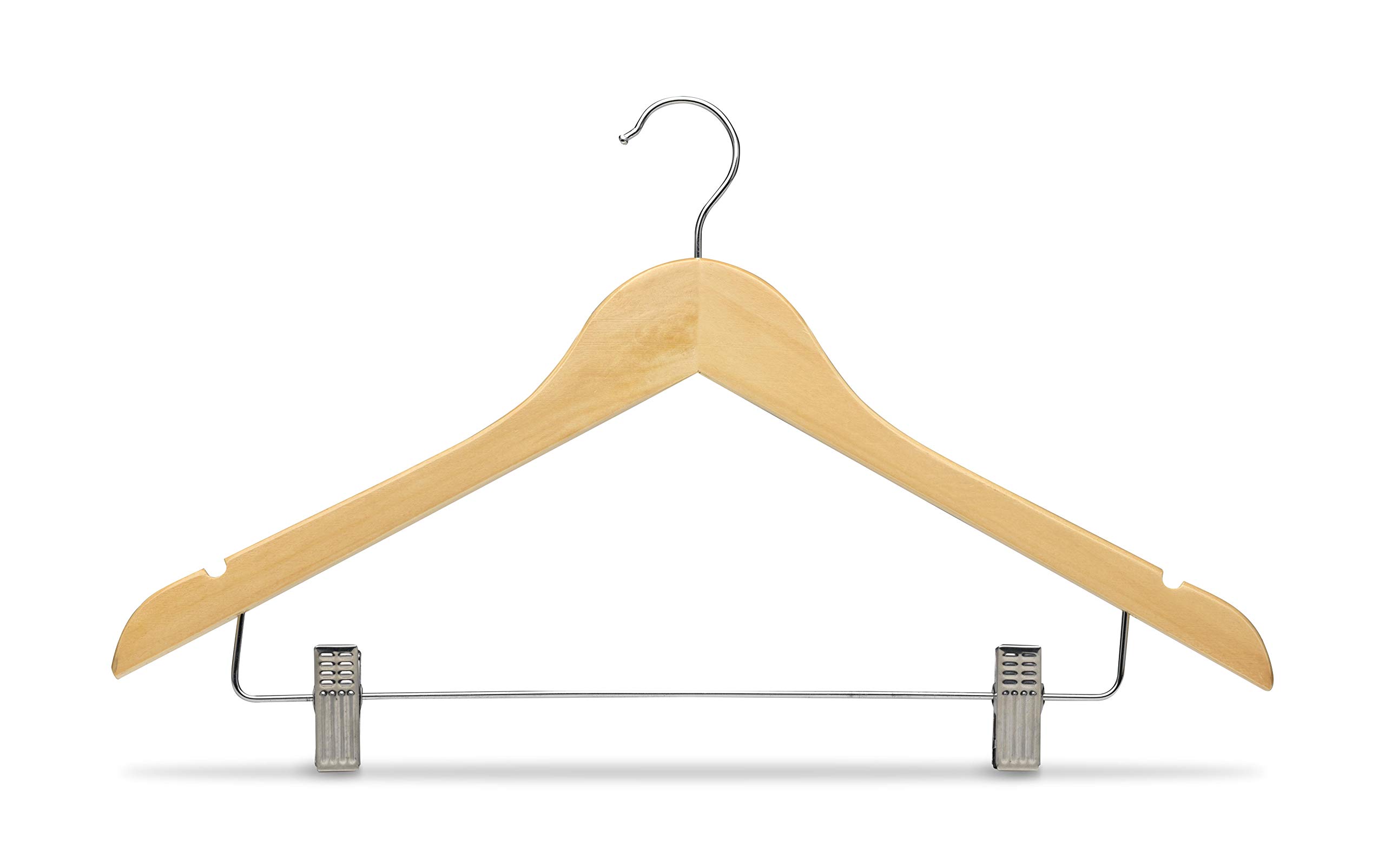 Cintre à Pinces Bois Blanc/Acajou 45 Cm – Pinces Métal + Encoches Bretelles