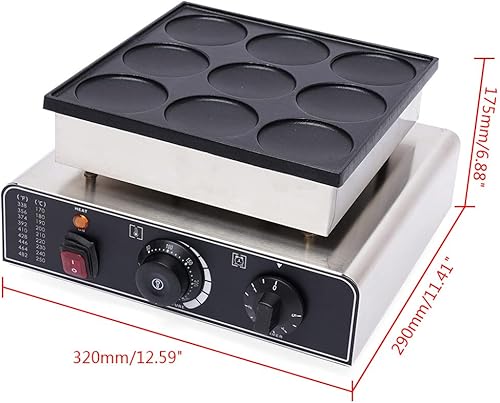 Miniatura 5 de Mini Dutch Pancake Baker Nonstick 9PCS Stainless Steel Dutch Pancake Waffle Maker Machine Commercial Electric Waffle Maker Muffin Making Machine for