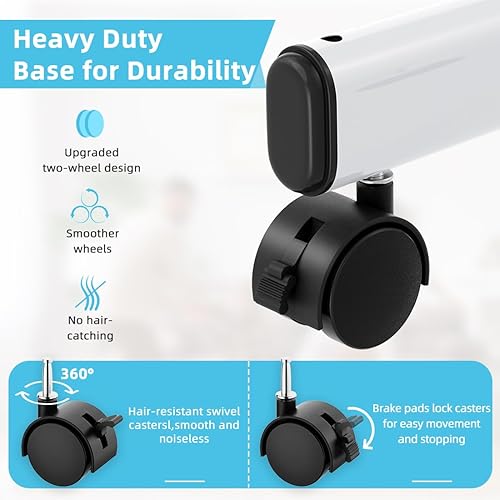 Miniatura 2 de GZGDLJQ Bandeja de salón con ruedas, bandeja de tatuaje blanca para peluquería, carrito ajustable de 30 a 37 pulgadas, bandeja de salón de belleza,