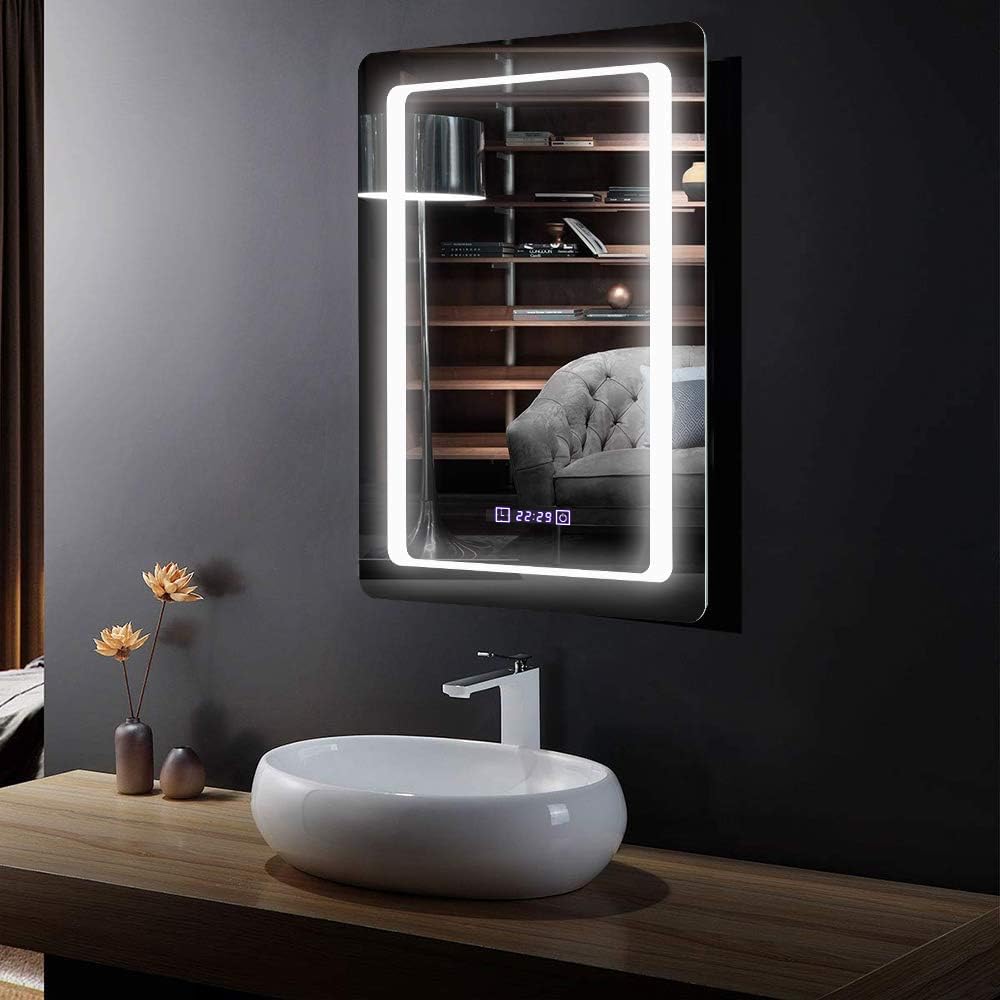 Amazon.co.jp: ミルオ君の鏡工房 LEDミラー 丸角 ウォールミラー 浴室  