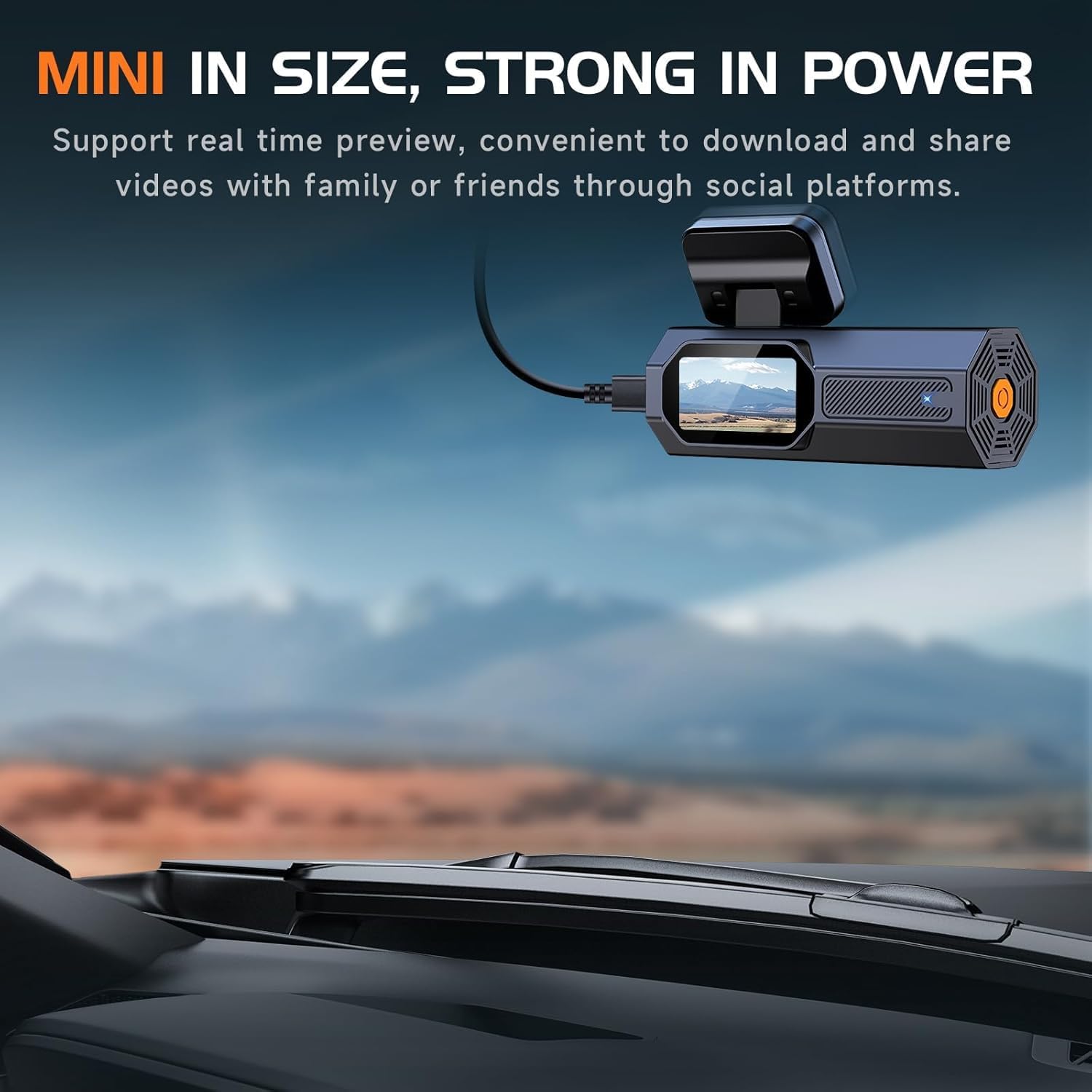 Dash Cam Front, VEEMENT Mini Dash Cam for Cars, 1440P Car Camera with APP, 1.47" Display Dashcam, WiFi Dash Cam with WDR Night Vision, 24 Hours Parking Monitor Dashcams, 170°Wide, G-Sensor - Image 2