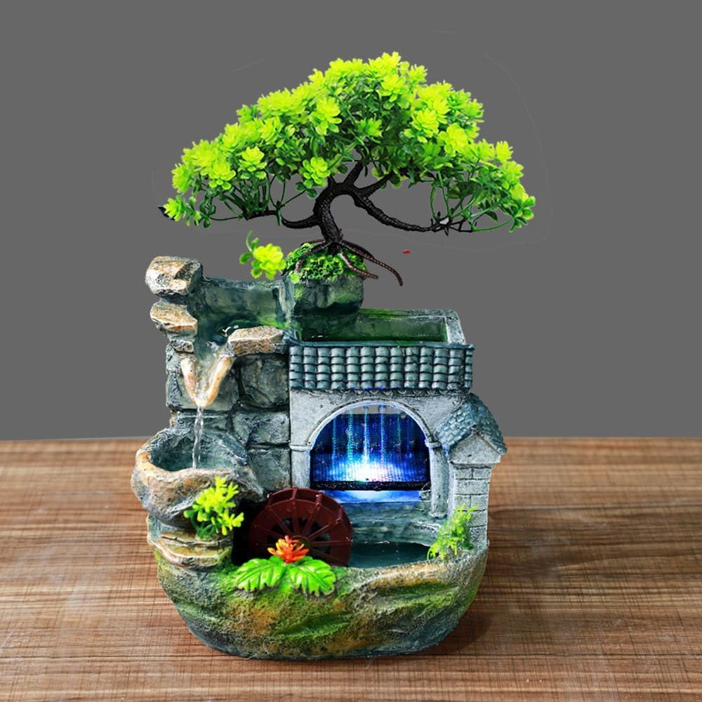 Amazon.co.jp: 卓上噴水 デスクトップ噴水 ミニ滝 樹脂 室内噴水