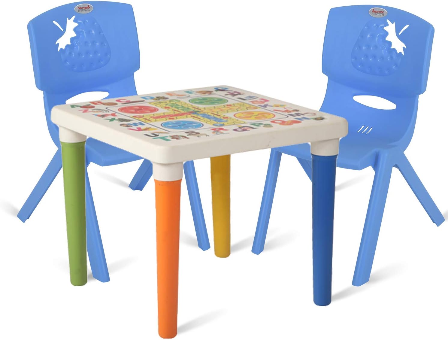 SupremeKids Plastic Model 1 Bubble Table & 2 Strawberry Chair Combo (Soft Blue, 46 * 39 * 59)