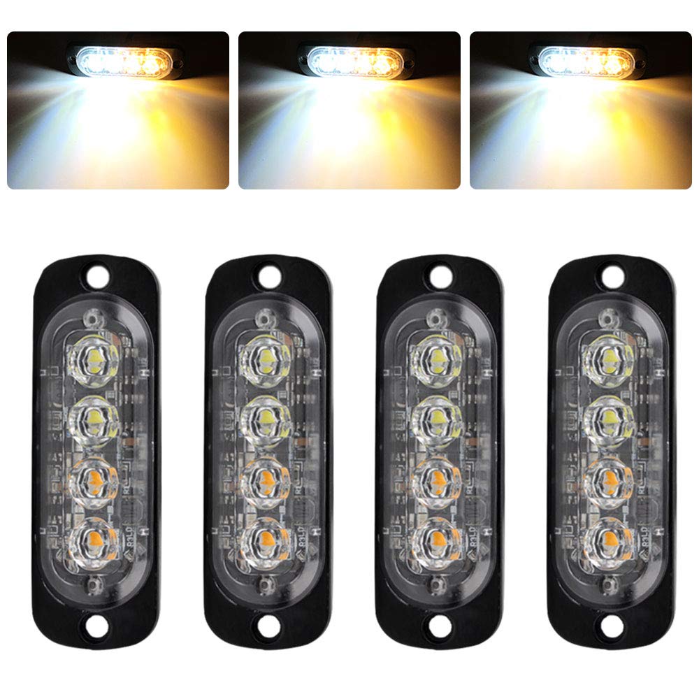 2Pcs Barre D'Éclairage Stroboscopique D'Urgence 12-Led Montage En