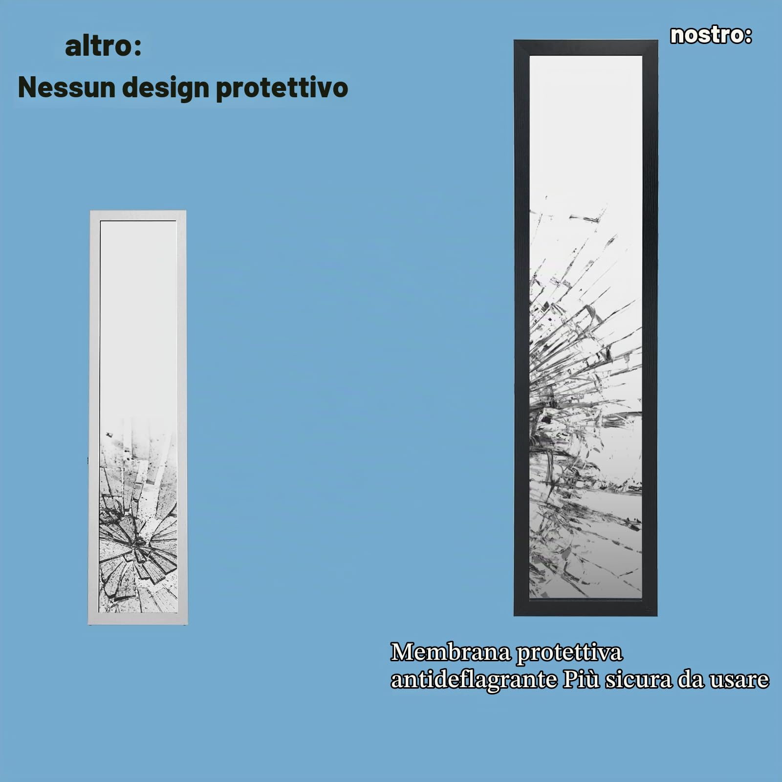 LIFEZEAL 2 in 1 Specchio da Parete, da Terra Lungo, Specchio da Pavimento Ingresso Senza Carda Specchiera Rettangolare, 155x37cm per Soggiorno, Camera da letto, Bagno, Moderno, Elegante (nero)
