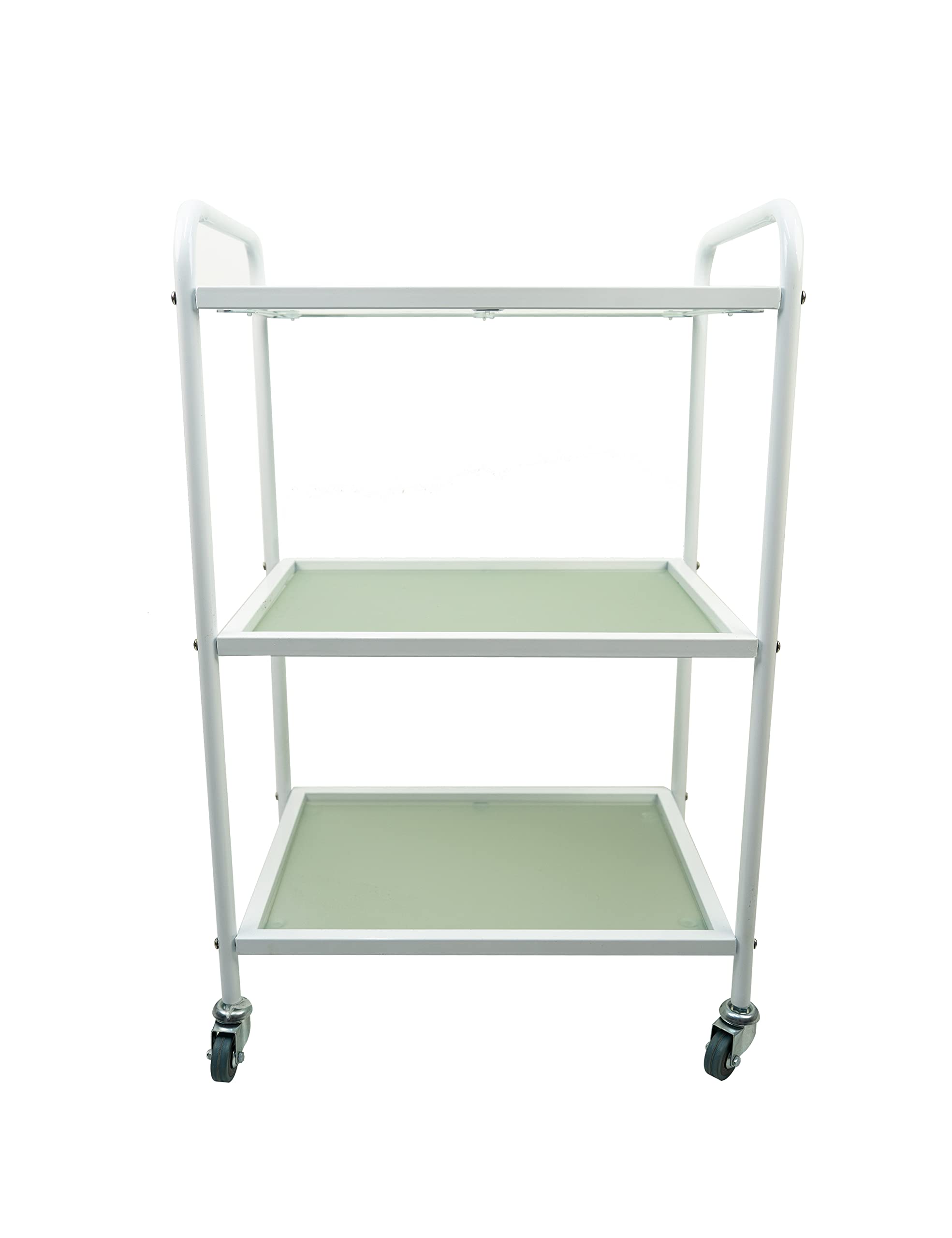 Sponsored Ad – 3-Tier Rolling Cart with Drawer, White Glass Top Kitchen Cart, Mobile Storage Trolley for Salon, Nail Spa, Hairdresser, Bathroom (C)