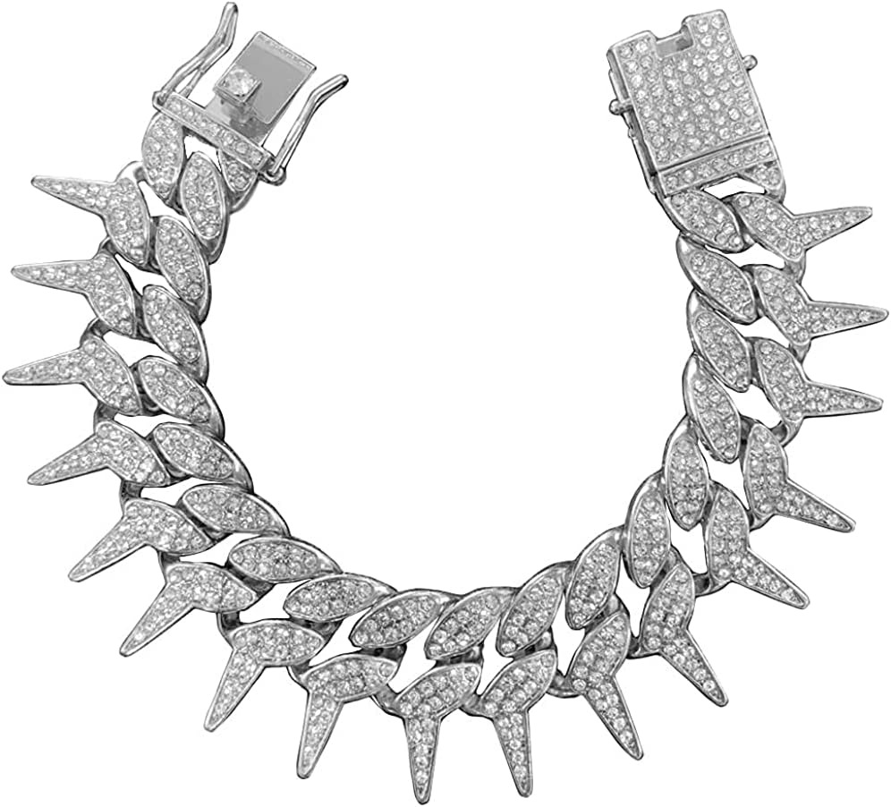 Apzzic 25mm Heavy Iced Out Miami Eagle Wings Cuban Link Chain Gold Plated Hip Hop Bling Full CZ Lab Diamond Choker Necklace Bracelet for Men Women