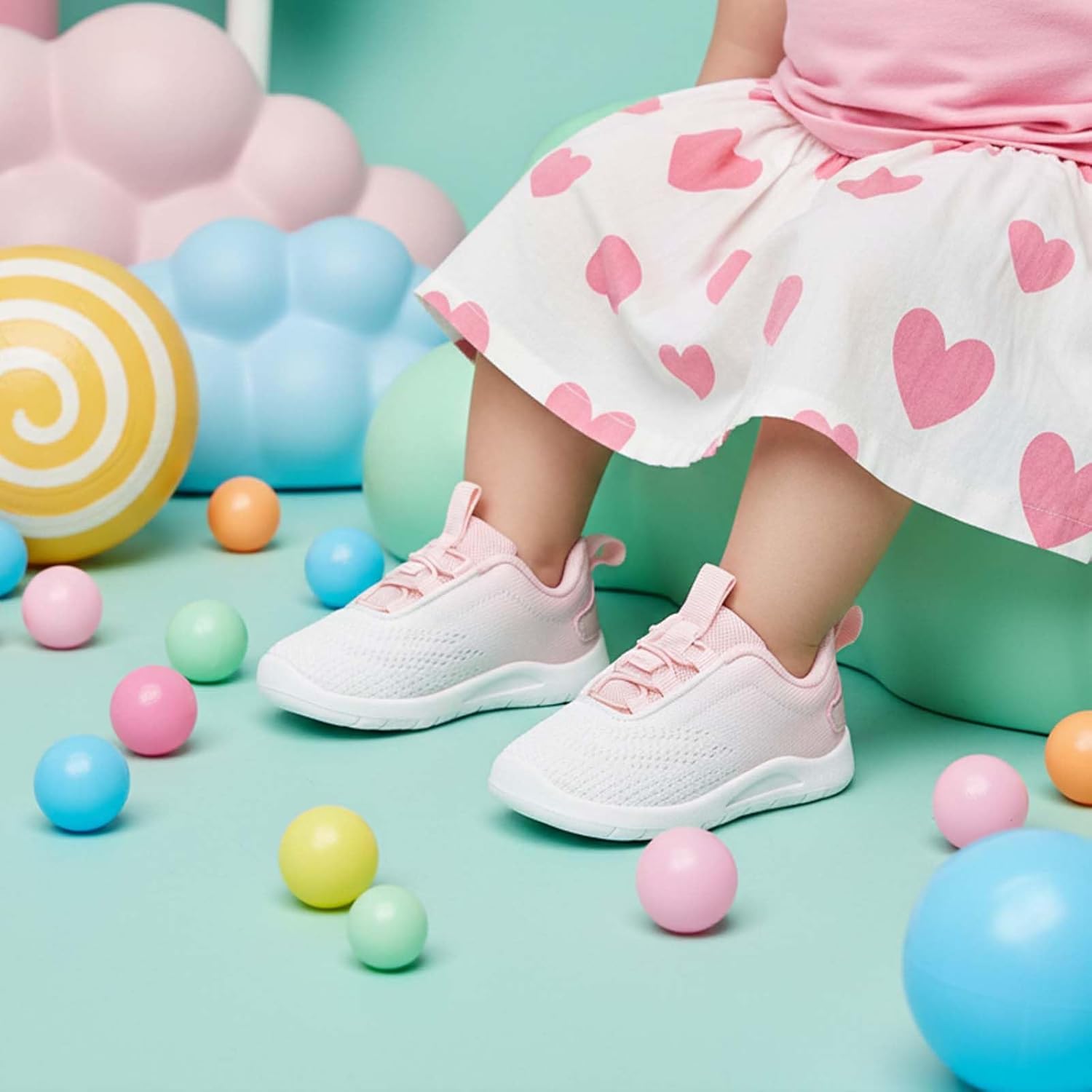 MORENDL Toddler Slip On Sneakers Baby Walking Shoes Non-Slip Breathable Unisex Pink Mesh Lace-Up Athletic Sneakers Infant Running Shoes - Image 2