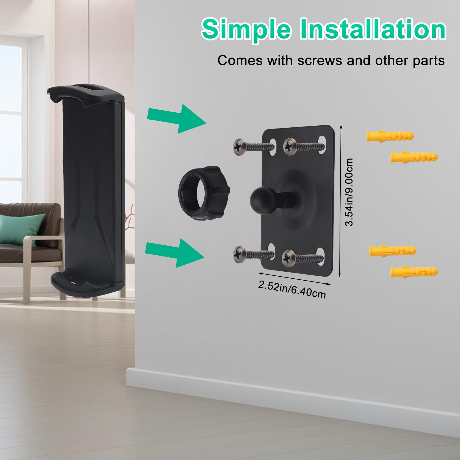 Supporto da Parete per Tablet Regolabile in Alluminio 360°, Compatibile 4,7-14 Pollici iPad Pro/Mini, Galaxy Tab, Surface Pro