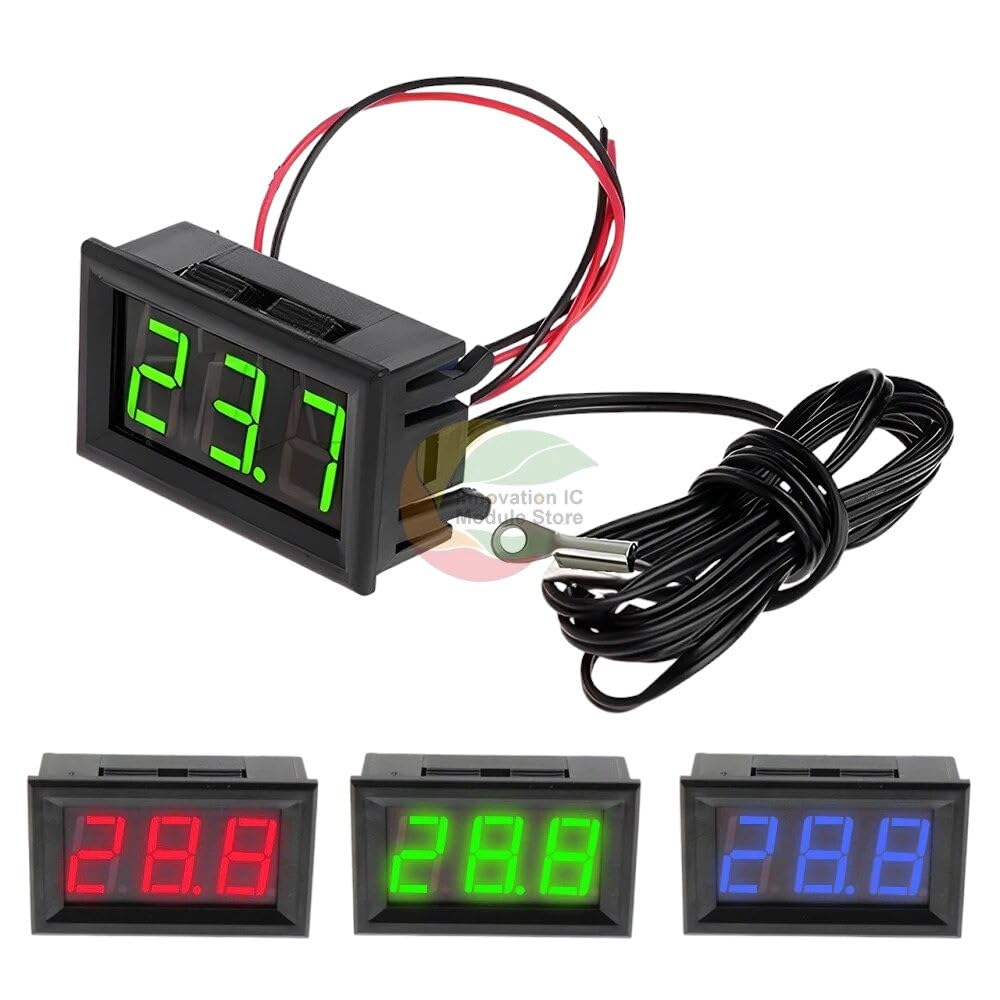 TRANDINH25 New 2024 Digital Thermometer Led Display Fahrenheit Centigrade Dc 4-28V High Accuracy Gauge Sensor with Waterproof Ntc Probes Accessories