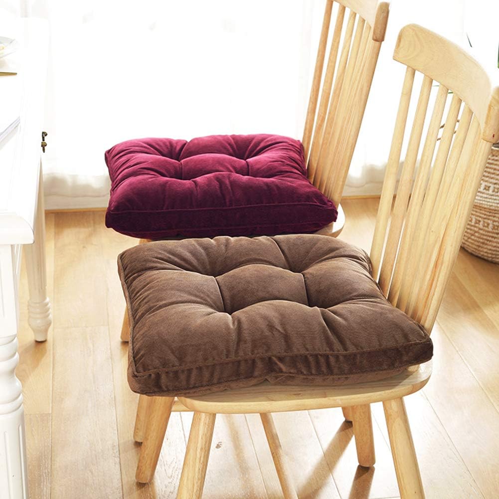 Tiita Patio Chair Pads Cushions 18x18 Inch, Seat Cushion Pillows with Ties for Indoor/Outdoor Kitchen Dining Chairs Set of 2, Coffee