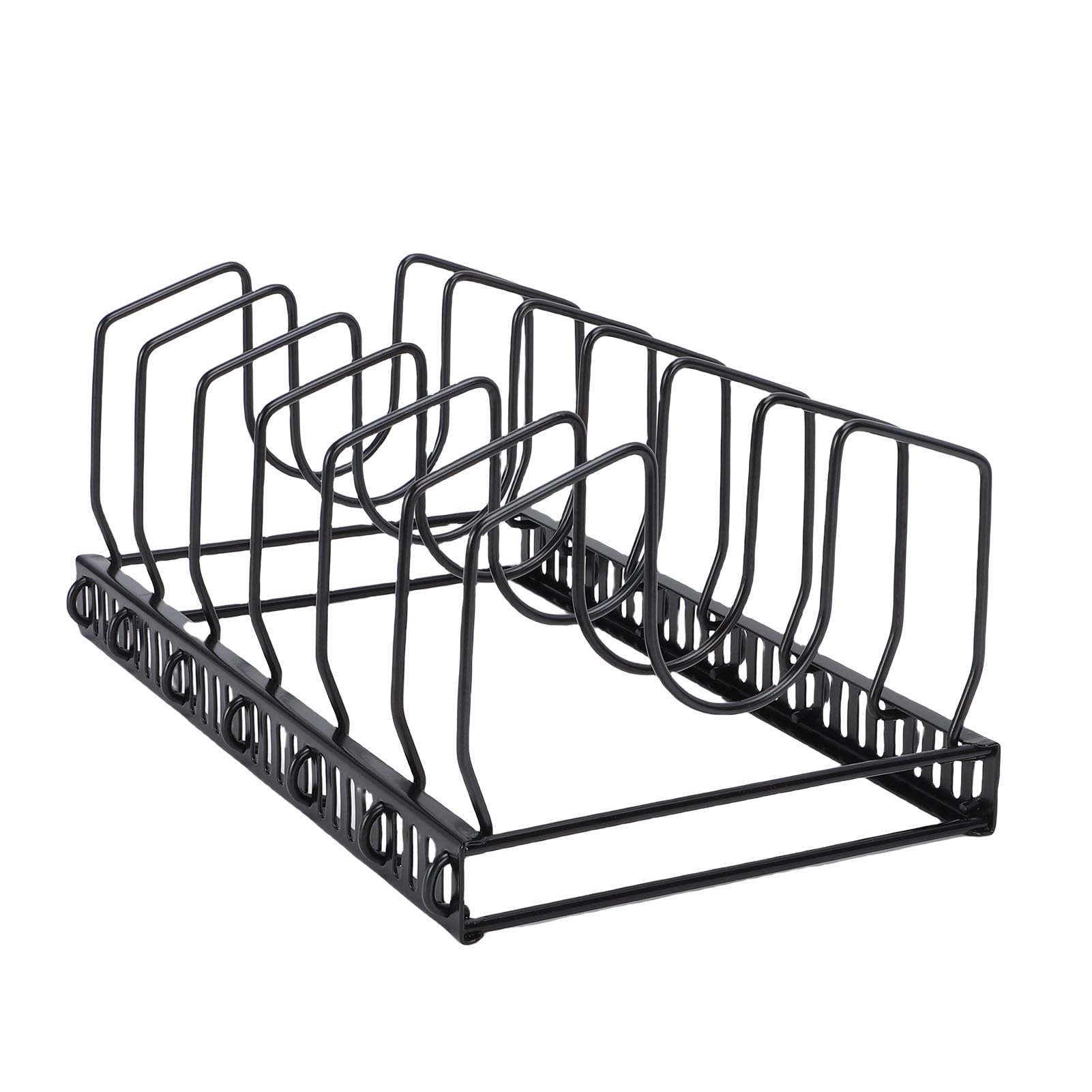 Wakects Organizzatore per Pentole, Portaoggetti Regolabile in Metallo per Pentole e Padelle con 7 Divisori, Soluzione Salvaspazio per per 11,4 X 7,5 X 5,1 Pollici (BLACK)