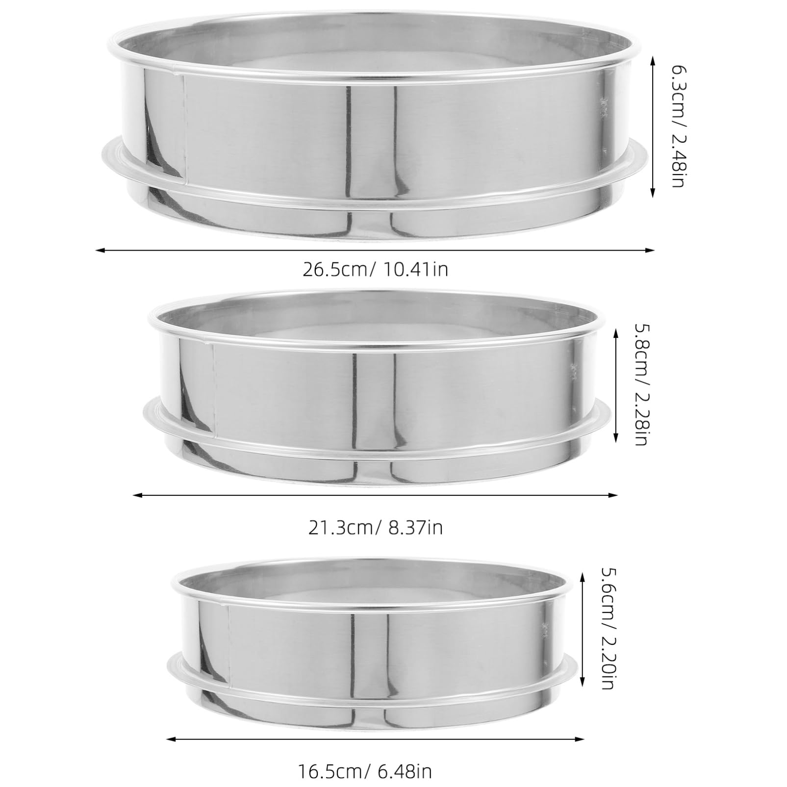 Sosoport 3pcs Multi-use Stainless Steel Soil Sieves Round Convenient Mesh Sifter for Gardening Multi-Purpose Metal Filter Rocks Sieves