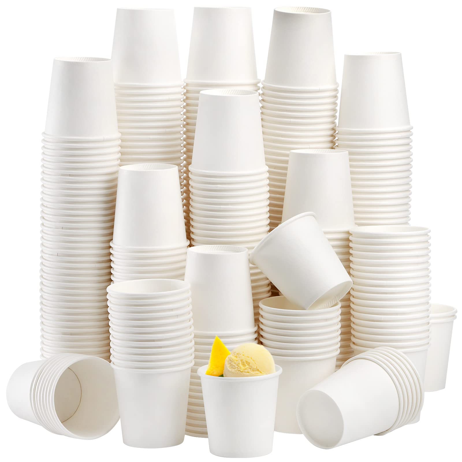 Tebery Paquete de 400 Vasos de Papel Blanco de 120ml, Vasos de Papel Desechables de 4oz para Café, Tazas para Espresso, Vasos Pequeños para Enjuagar la Boca