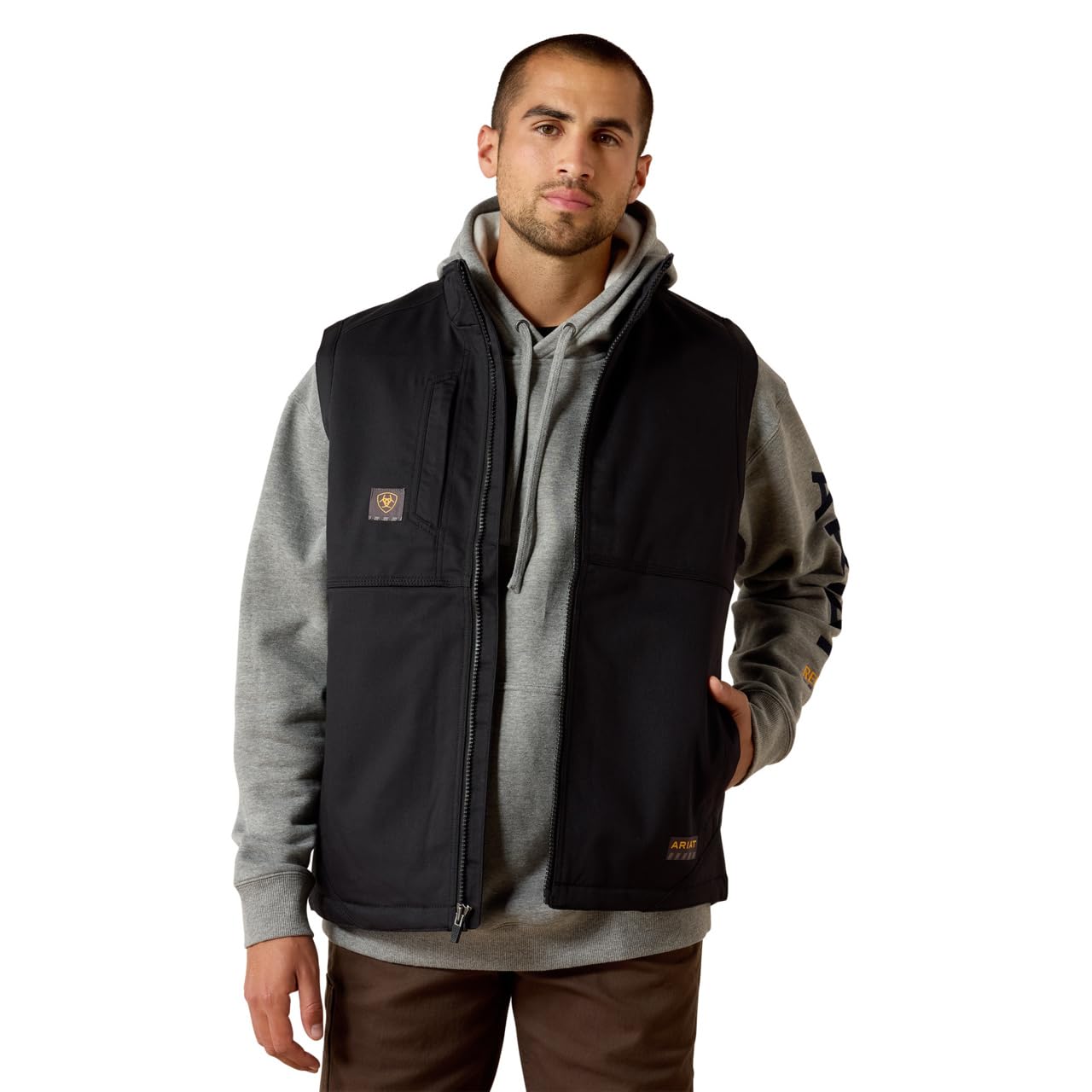 ARIAT Men's Rebar Workman Full Zip Hoodie, Black, L Tall