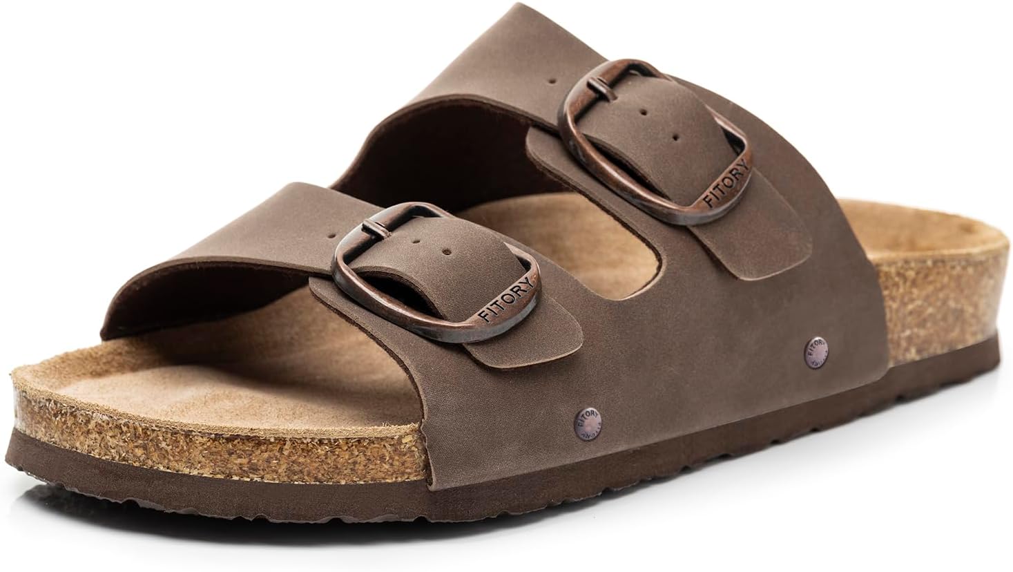 - Womens Flat Sandals with Cork Footbed, Open Toe Slides Adjustable Slip On Slippers for Summer Size 6-11