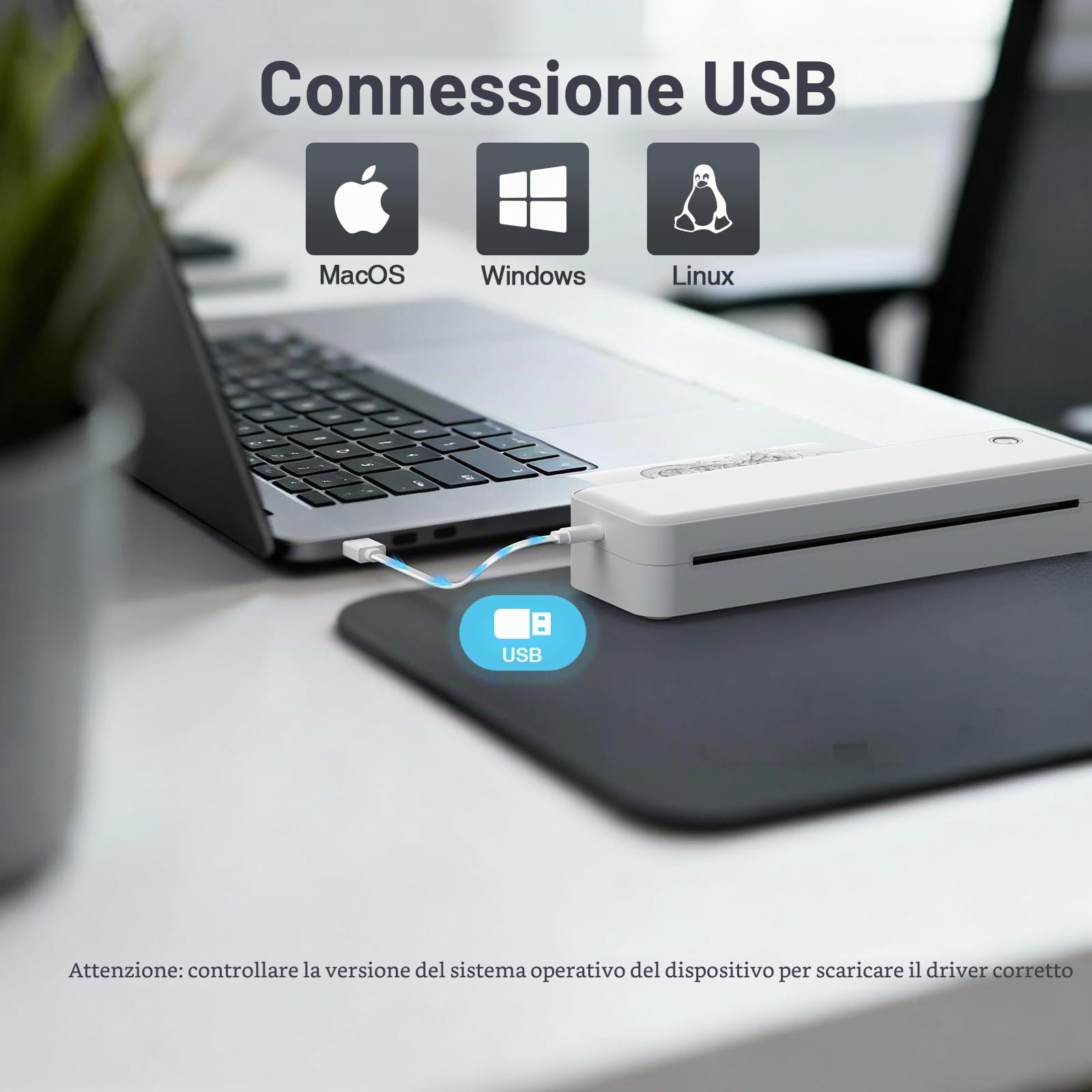 Bisofice D82 Stampante Portatile A4 Termica Bluetooth per Ufficio Viaggio Casa