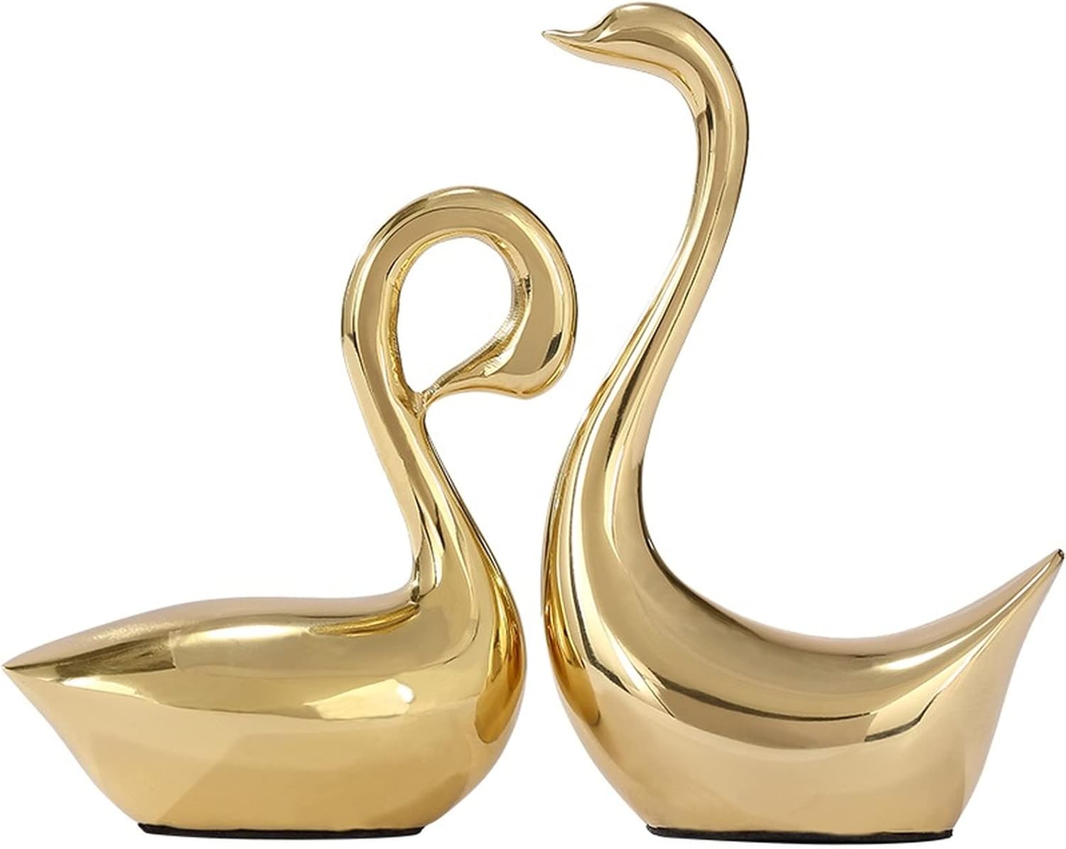 1 Pair Brass Swan Figurines Desk Ornaments,2Pcs Gold Copper