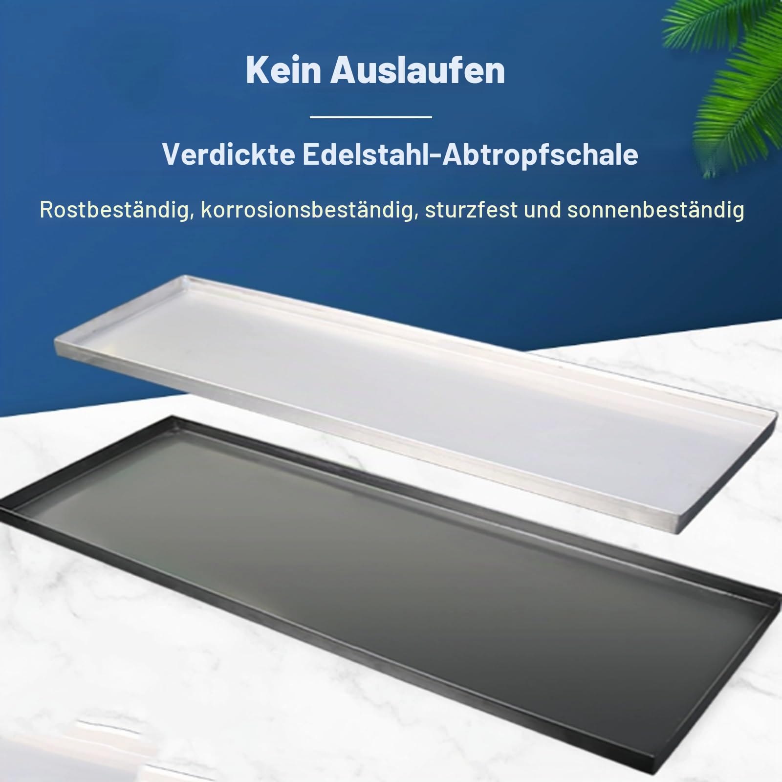 Ölauffangwanne, Edelstahl-Auffangwanne, Hundekäfig Wanne, Auslaufsichere Blumentopf-Wasserauffangwanne, für Waschmaschine, Mini-Kühlschrank, Klimaanlage(Silver,60x20x2cm/24x8x0.8in)