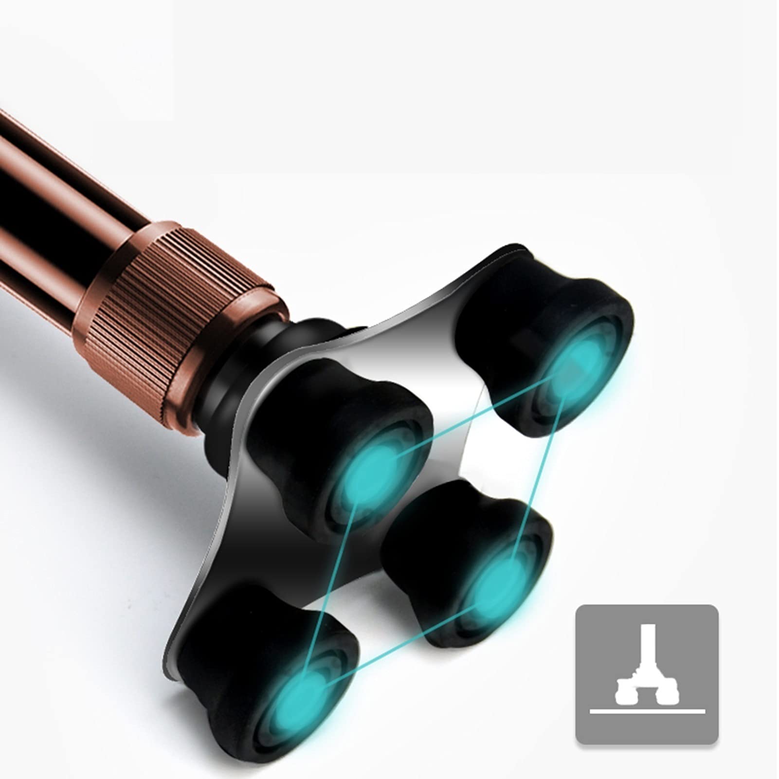 Bastones livianos Marrones para Mujeres y Hombres, Altura Ajustable, portátil, sin Plegable, bastón, con luz LED